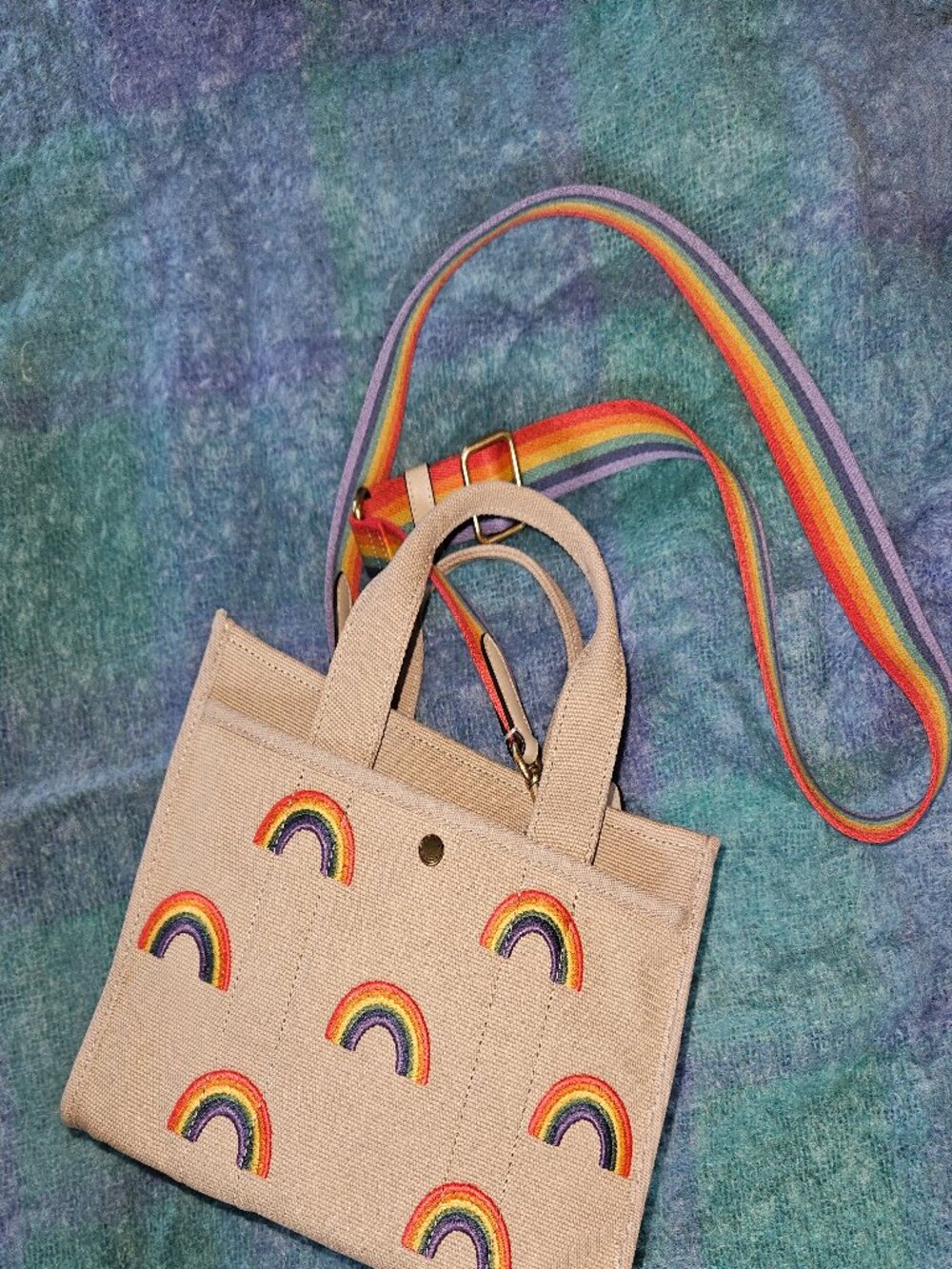 Rainbow Coach Embroidered Handbag - Picture 2 of 7